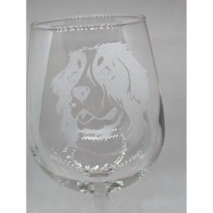 Bernese mountain dog Pet Dog Etched Wine Glass 12.75oz